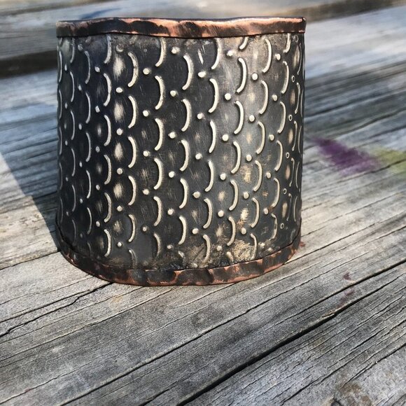 Gladiator Mermaid  Medieval Sterling Silver 925 Copper Cuff Wide Rustic Handmade - Picture 2 of 13